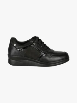 Riposella Sneakers donna in pelle con zeppa - nero