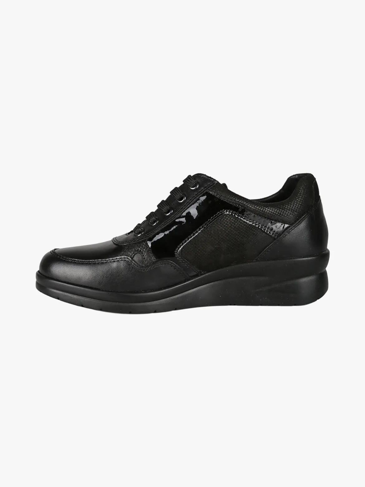 Riposella Sneakers donna in pelle con zeppa - nero
