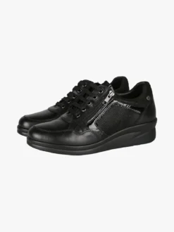 Riposella Sneakers donna in pelle con zeppa - nero