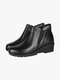 Riposella Stivaletti donna in pelle con zeppa - nero