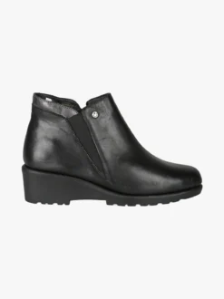 Riposella Stivaletti donna in pelle con zeppa - nero