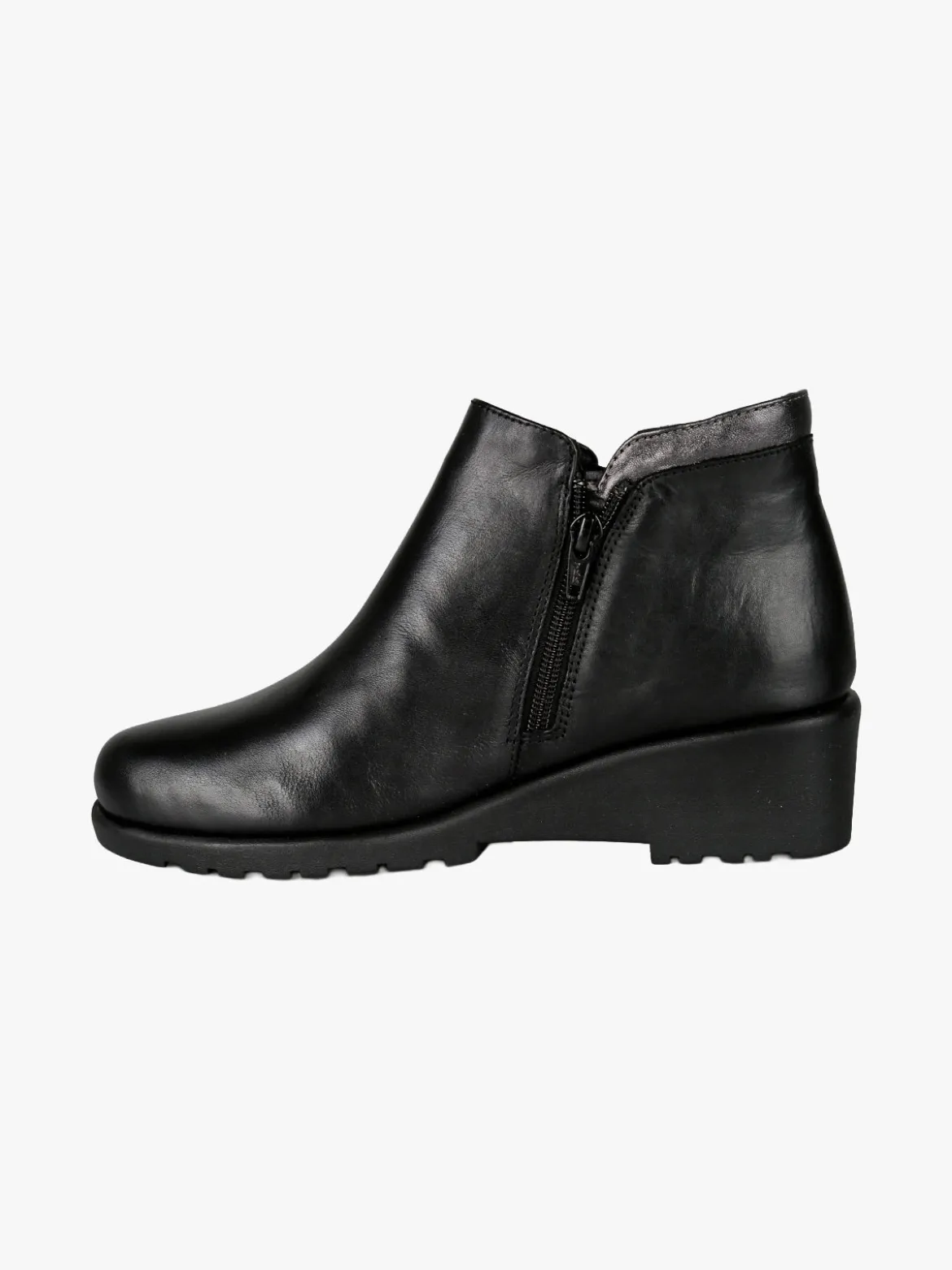 Riposella Stivaletti donna in pelle con zeppa - nero