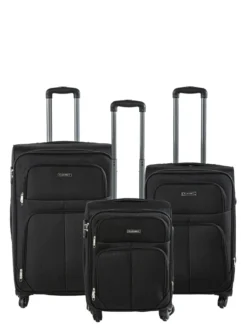 R.Leone Set di valigia 3 pezzi semirigide a 4 ruote - nero