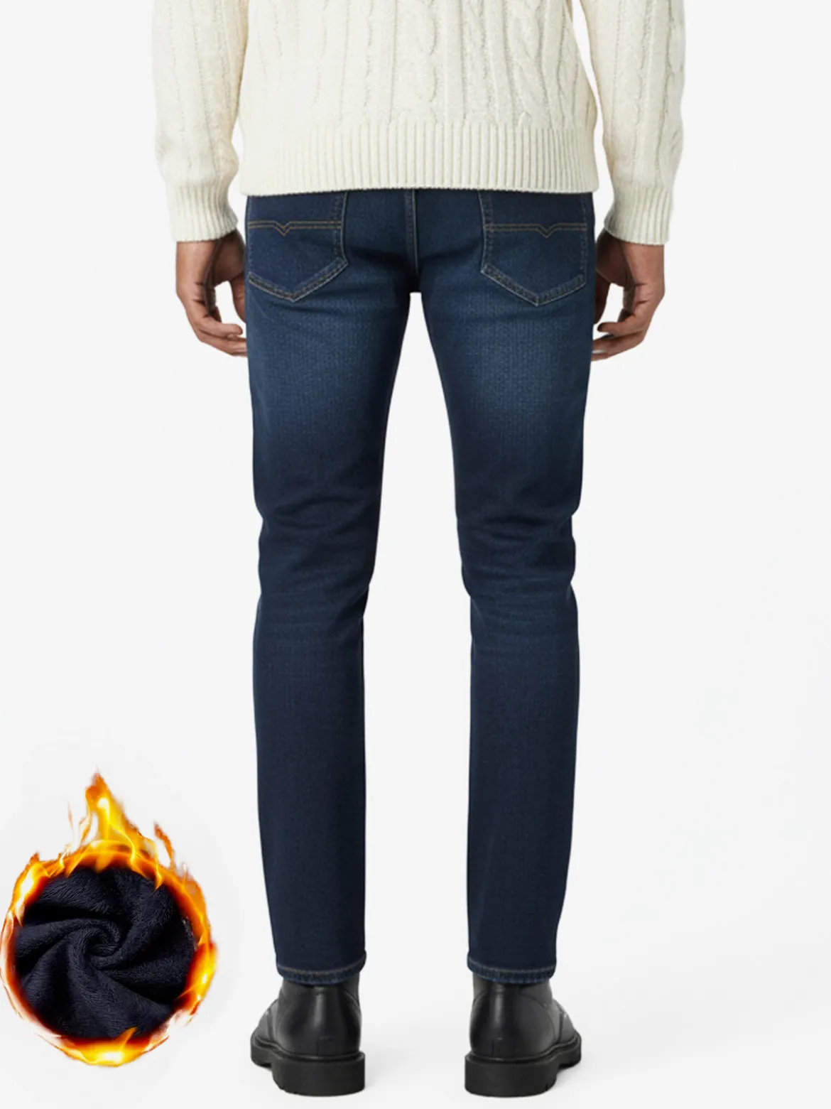 Ross Kemp Jeans da uomo a vita bassa con interno felpato - jeans