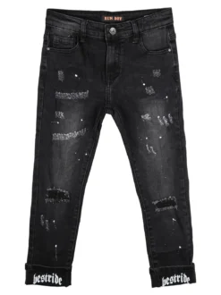 Run Boy Jeans da bambino con strappi - nero