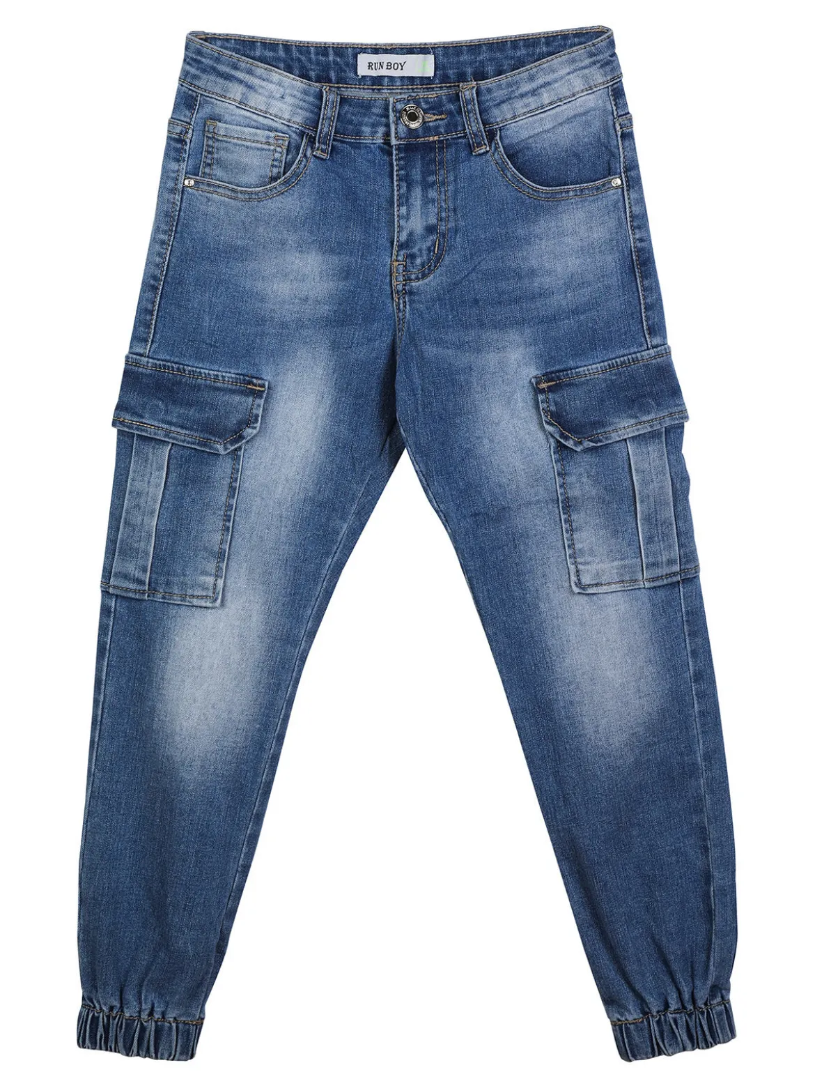 Run Boy Jeans da bambino con tasconi e polsini