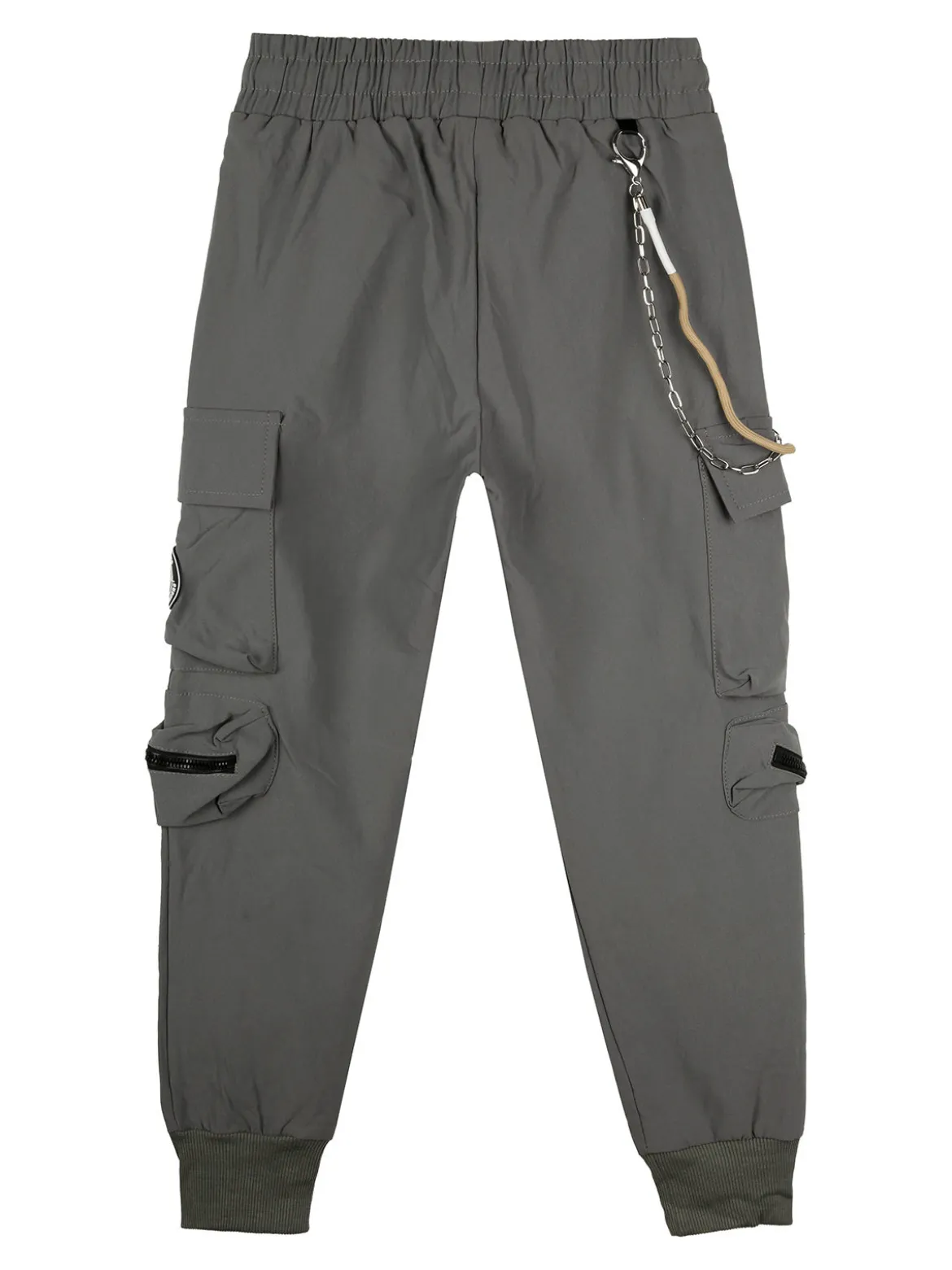 Run Boy Pantaloni cargo da bambino con coulisse e catena decorativa - fango