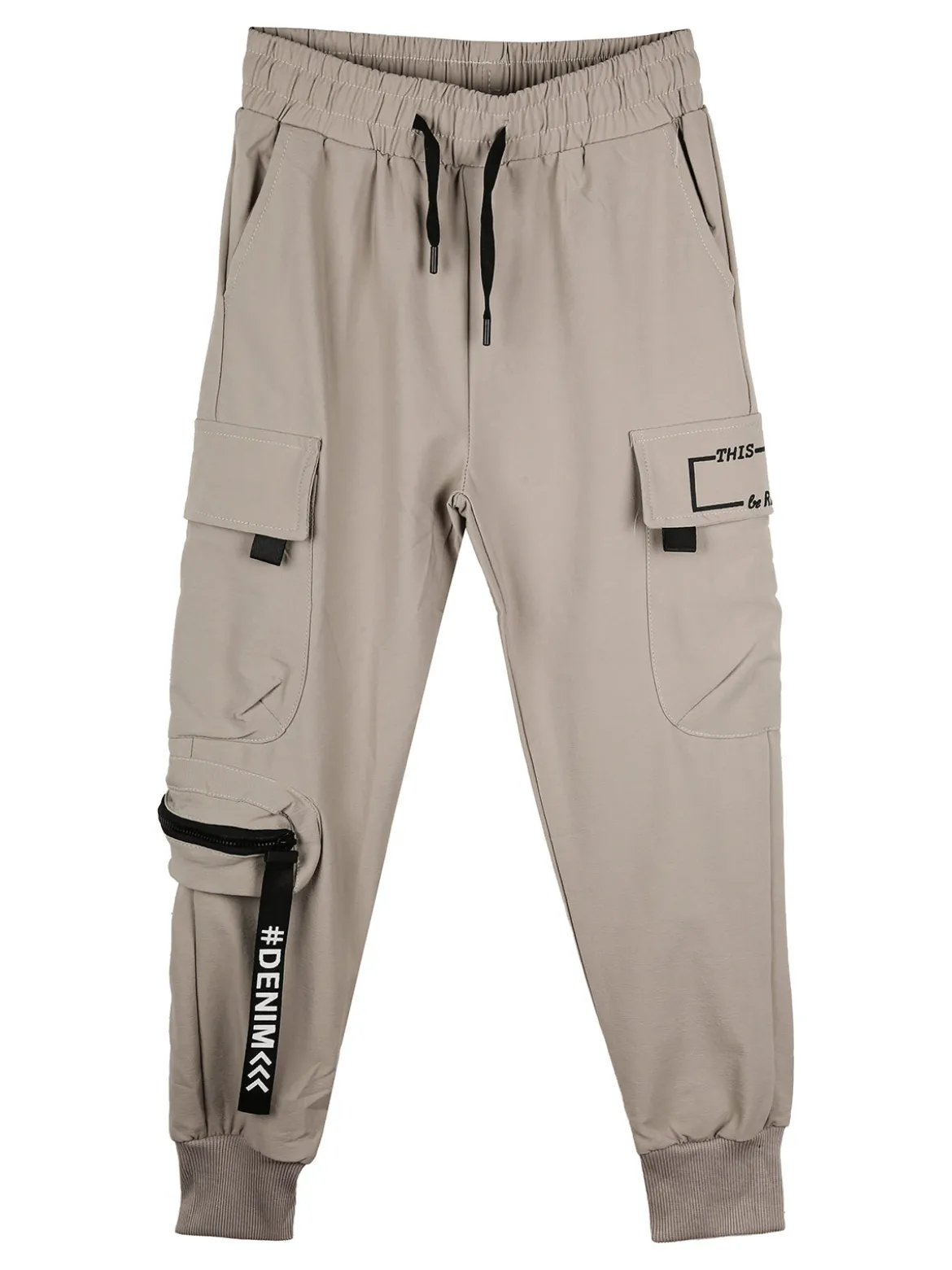 Run Boy Pantaloni cargo da ragazzo con polsini e coulisse - fango