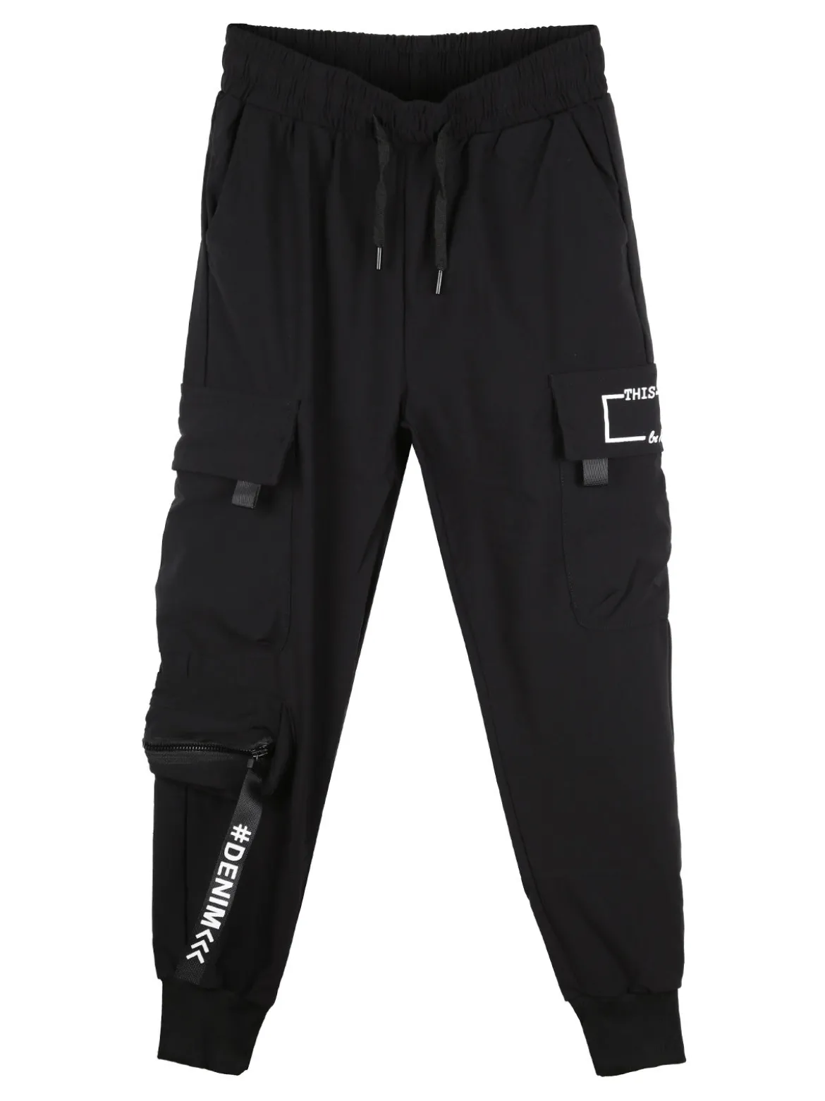 Run Boy Pantaloni cargo da ragazzo con polsini e coulisse - nero