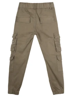 Run Boy Pantaloni cargo da ragazzo in cotone con coulisse - militare