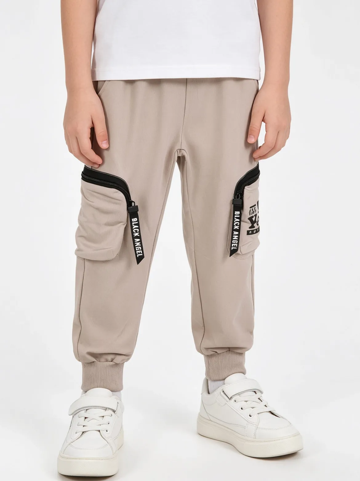 Run Boy Pantaloni da bambino cargo con polsini - taupe