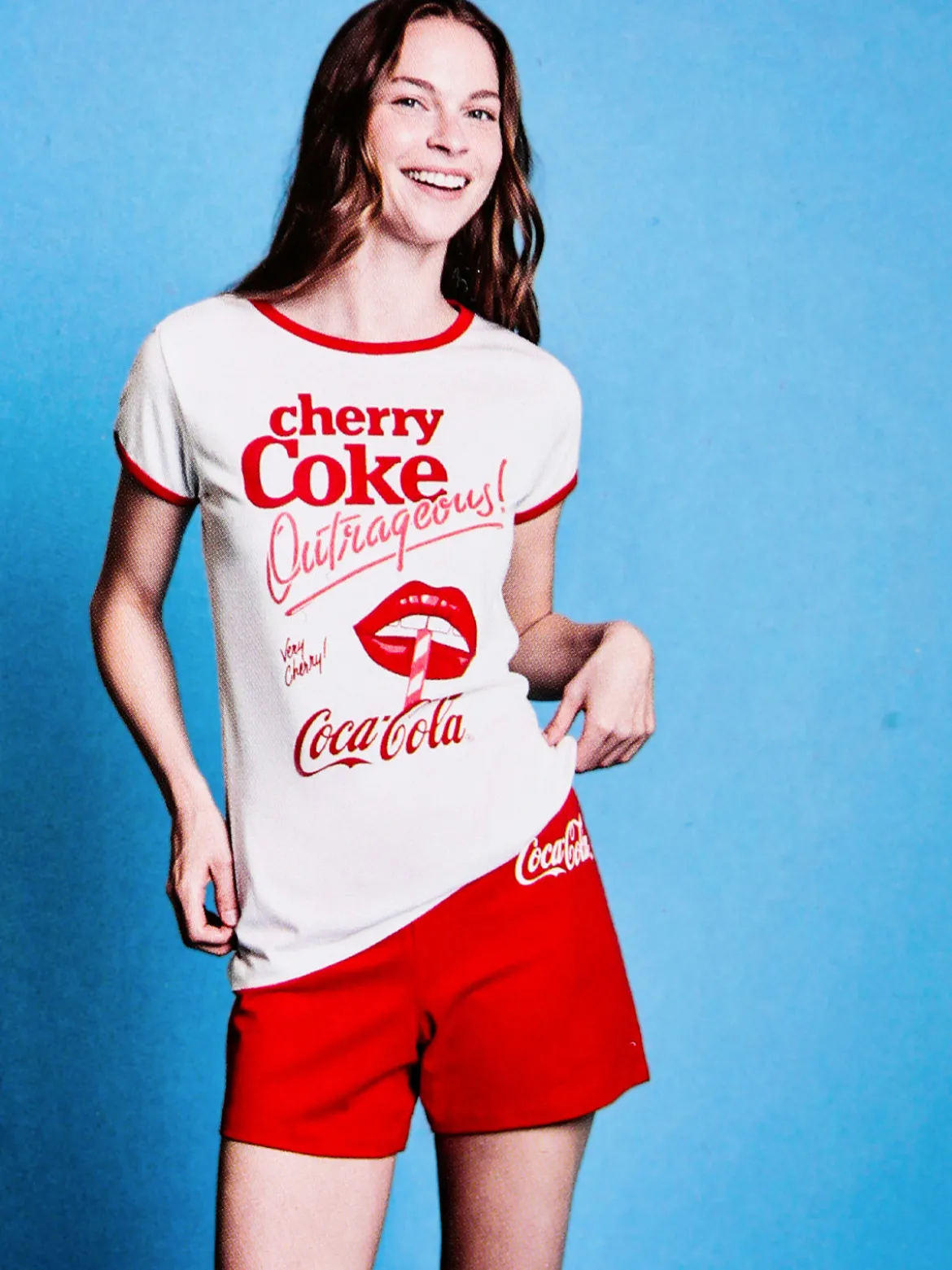 Sabor Cherry-Coke Pigiama corto da donna in cotone con stampe - bianco
