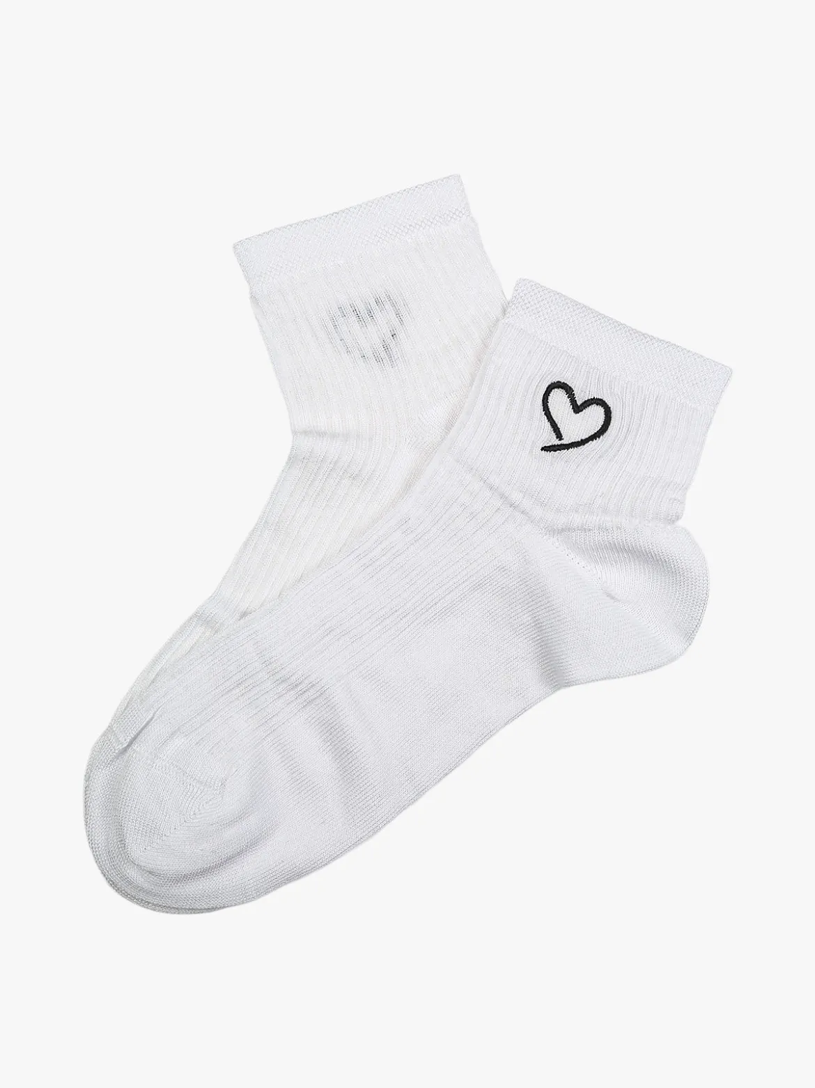 Scopri Calze corte da donna cuore in filo di scozia - bianco