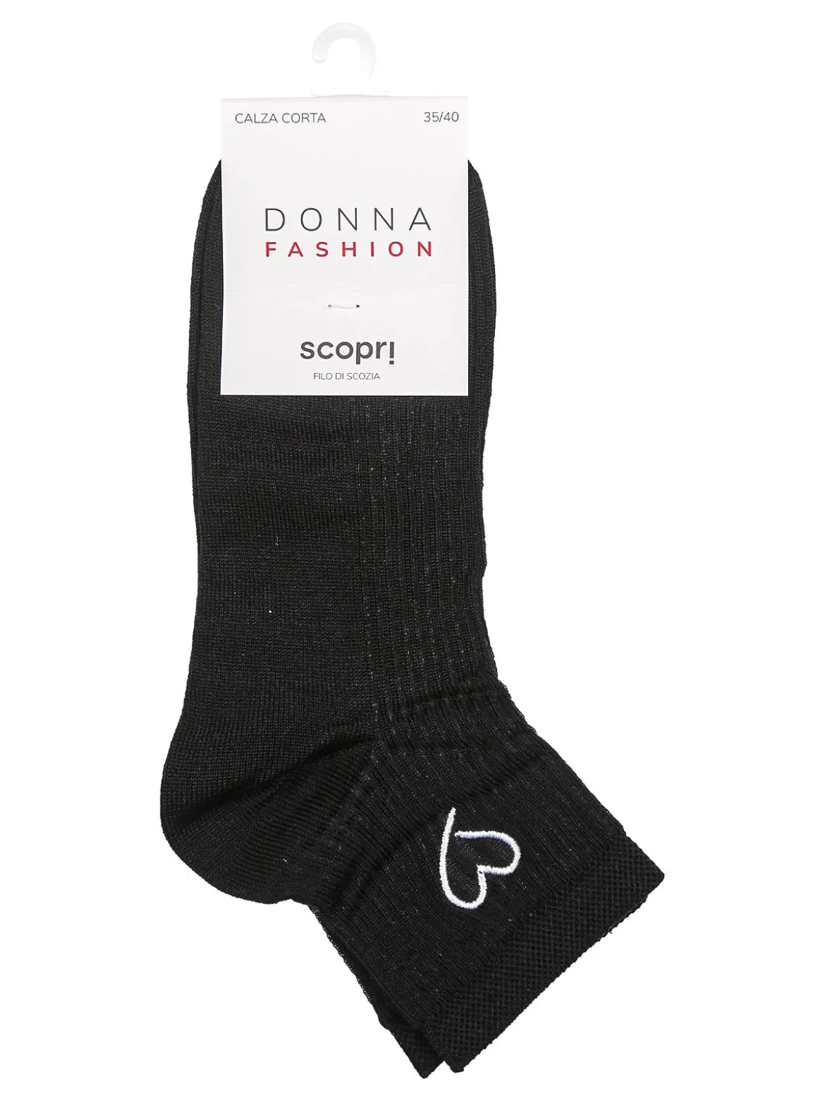 Scopri Calze corte da donna cuore in filo di scozia - nero