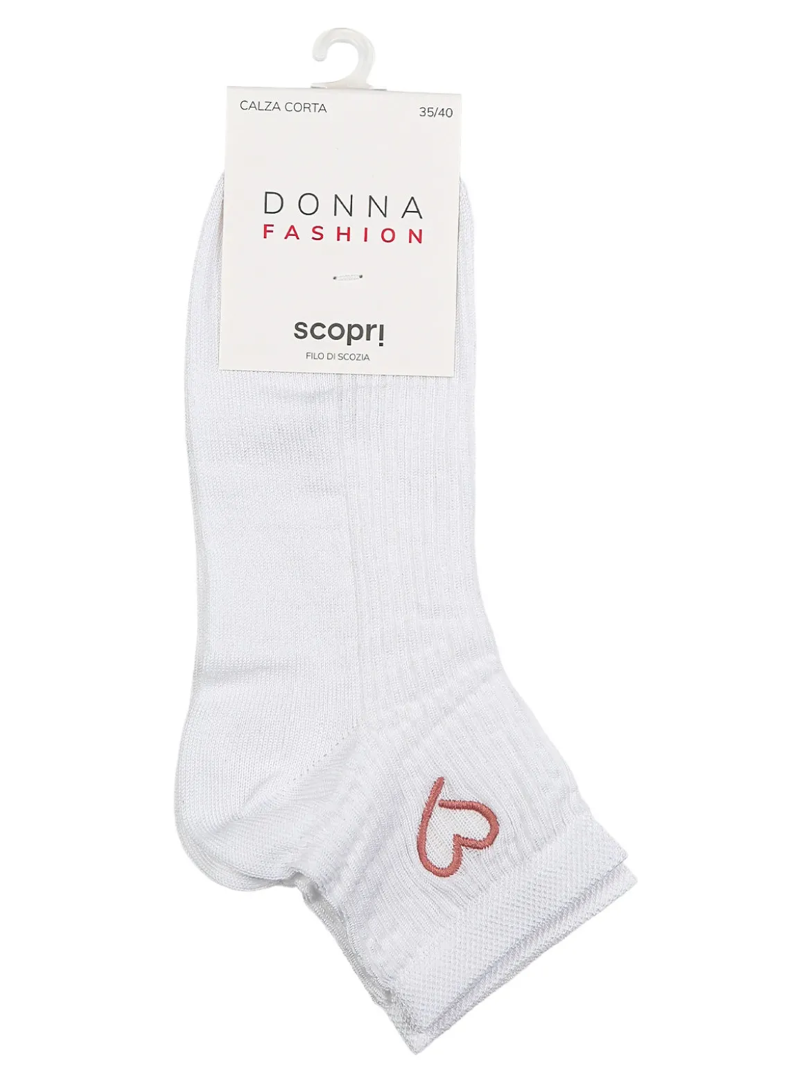 Scopri Calze corte da donna cuore in filo di scozia - rosa