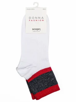 Scopri Calze corte da donna in cotone stretch con inserto lurex - nero