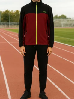 Scuola Nautica Italiana Completo tuta da uomo in pile full zip - bordeaux