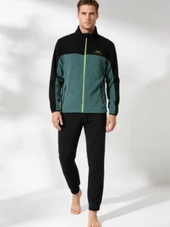 Scuola Nautica Italiana Completo tuta da uomo in pile full zip - verde