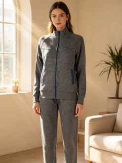 Scuola Nautica Italiana Completo tuta donna invernale con felpa e pantaloni - grigio scuro
