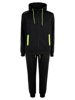 Scuola Nautica Italiana Completo tuta invernale da uomo 2 pezzi con cappuccio e zip - nero