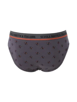 Scuola Nautica Italiana Slip da uomo in cotone elastico con stampe - grigio