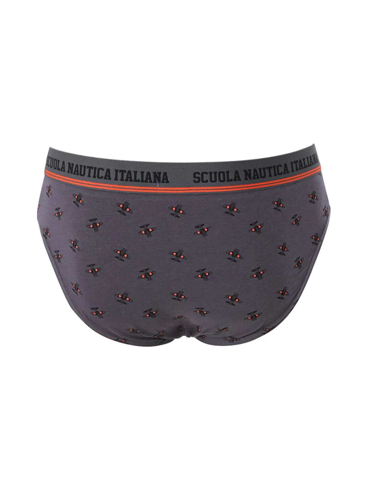 Scuola Nautica Italiana Slip da uomo in cotone elastico con stampe - grigio