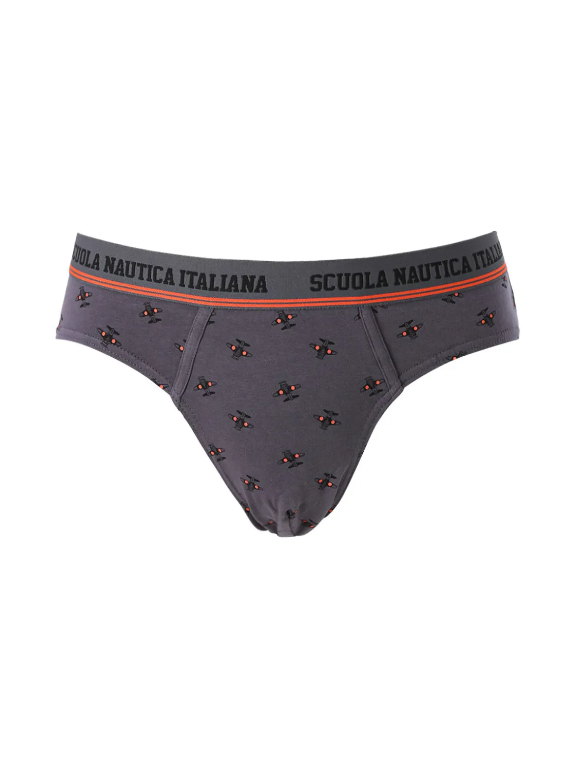 Scuola Nautica Italiana Slip da uomo in cotone elastico con stampe - grigio