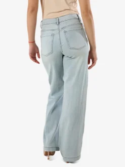 Sexy Sense Jeans donna a gamba larga con ricami e strass sul finale - jeans