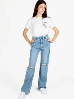 Sexy Sense Jeans donna a gamba larga con strappi
