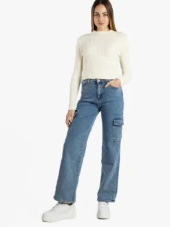 Sexy Sense Jeans donna a gamba larga con tasconi