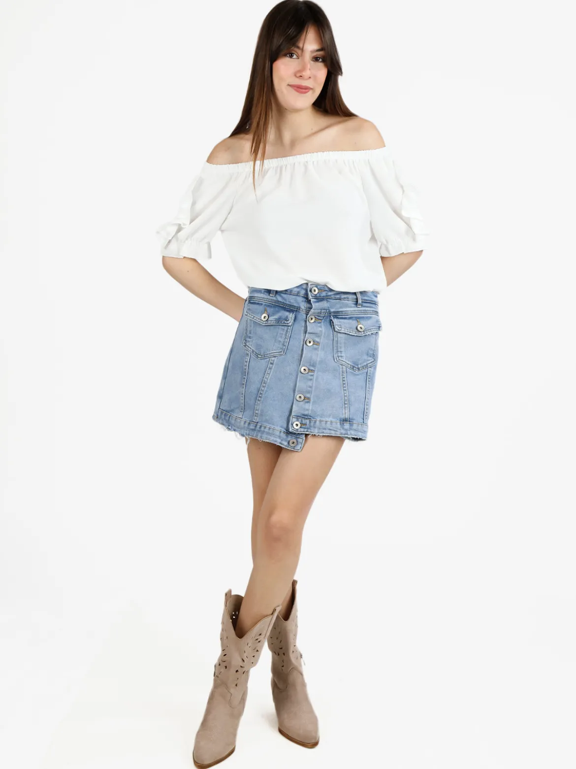 Sexy Sense Pantagonna in jeans con bottoni