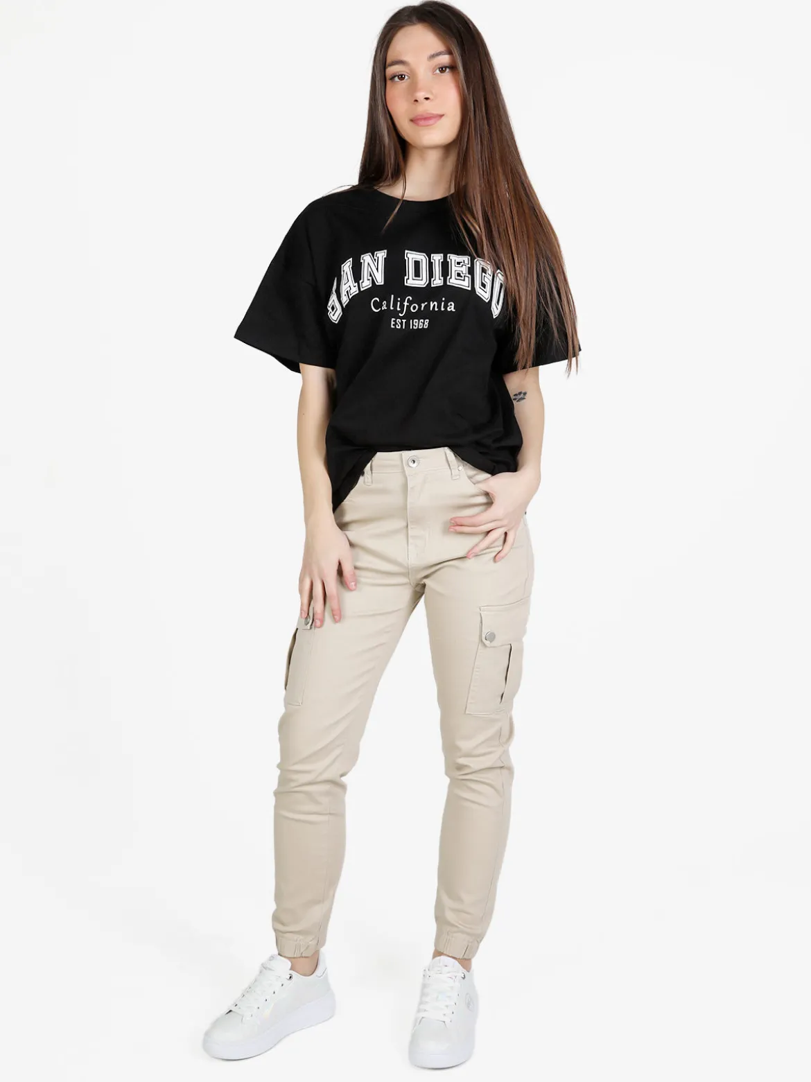 Sexy Sense Pantaloni cargo da donna con elastico alla caviglia