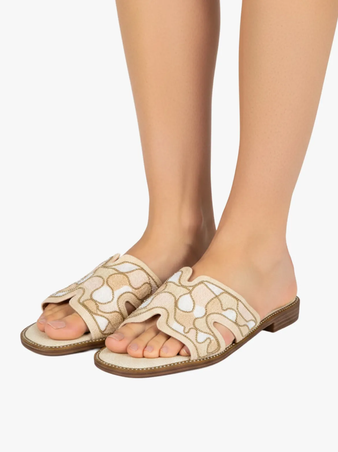 Sissi Miss Ciabatte basse da donna con fascia in tessuto - beige