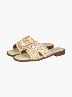 Sissi Miss Ciabatte basse da donna con fascia in tessuto - beige
