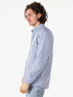 Sky Camicia a quadretti da uomo con maniche lunghe - blu