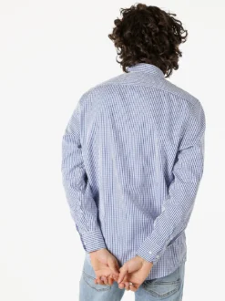 Sky Camicia a quadretti da uomo con maniche lunghe - blu