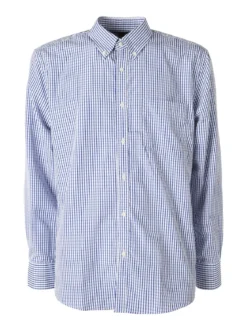 Sky Camicia a quadretti da uomo con maniche lunghe - blu