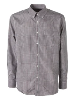 Sky Camicia a quadretti da uomo con maniche lunghe - bodeaux