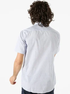 Sky Camicia da uomo a quadretti con maniche corte e taschino - blu