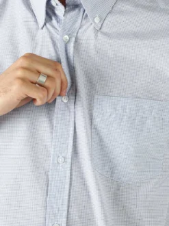 Sky Camicia da uomo a quadretti con maniche corte e taschino - blu