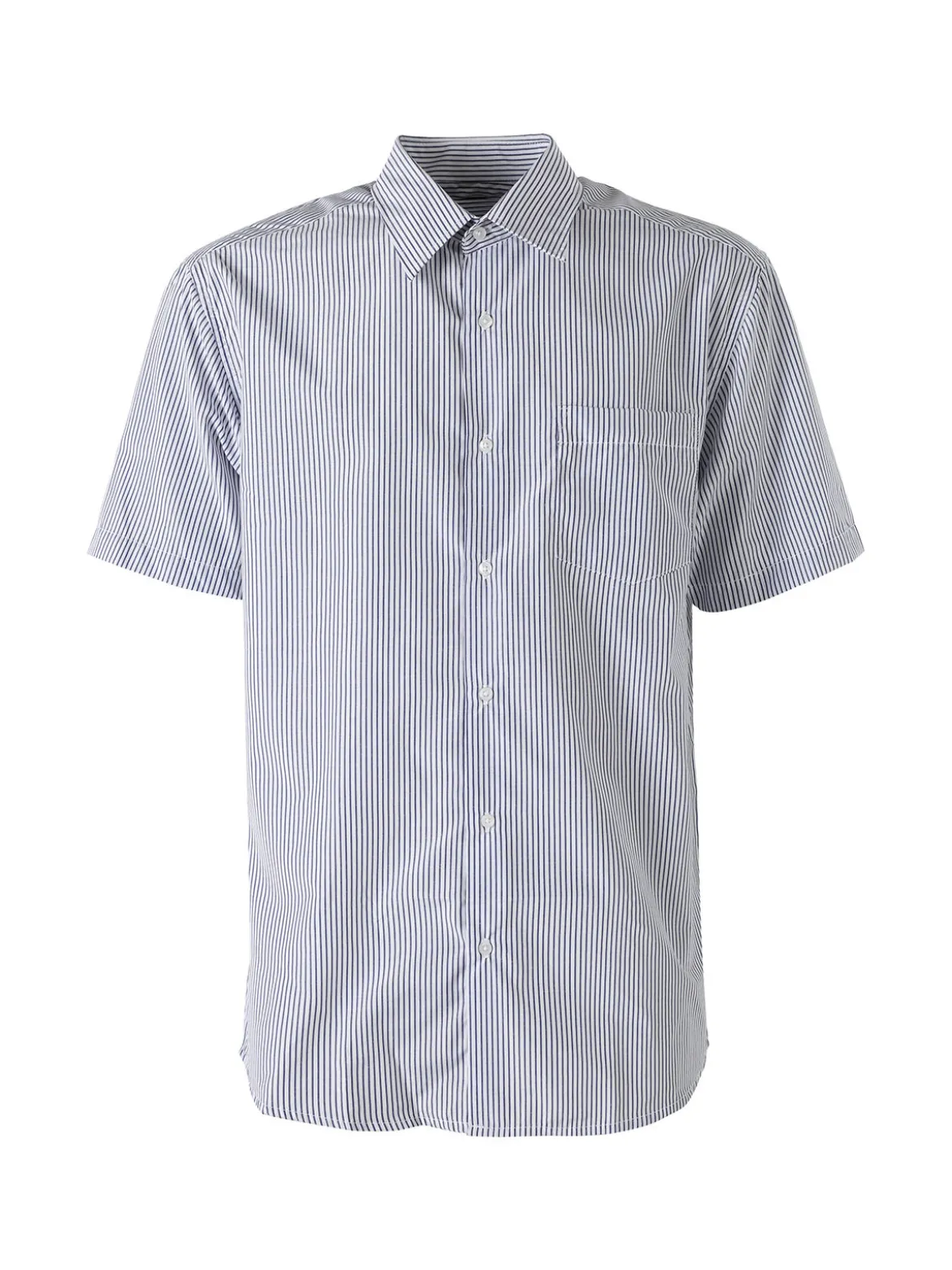 Sky Camicia da uomo rigata a maniche corte con taschino - blu scuro