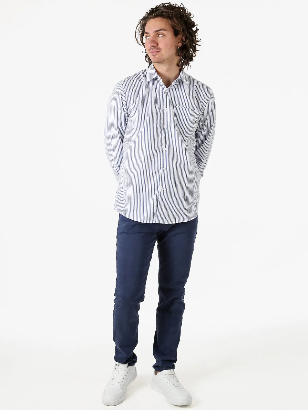 Sky Camicia da uomo rigata a maniche lunghe - multicolore