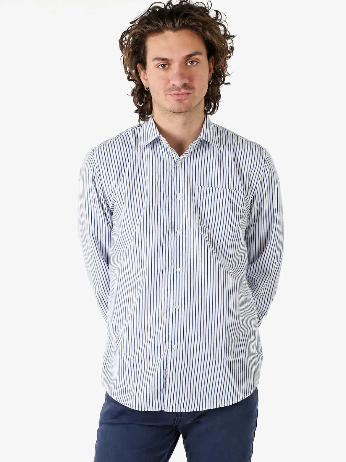 Sky Camicia da uomo rigata a maniche lunghe - multicolore