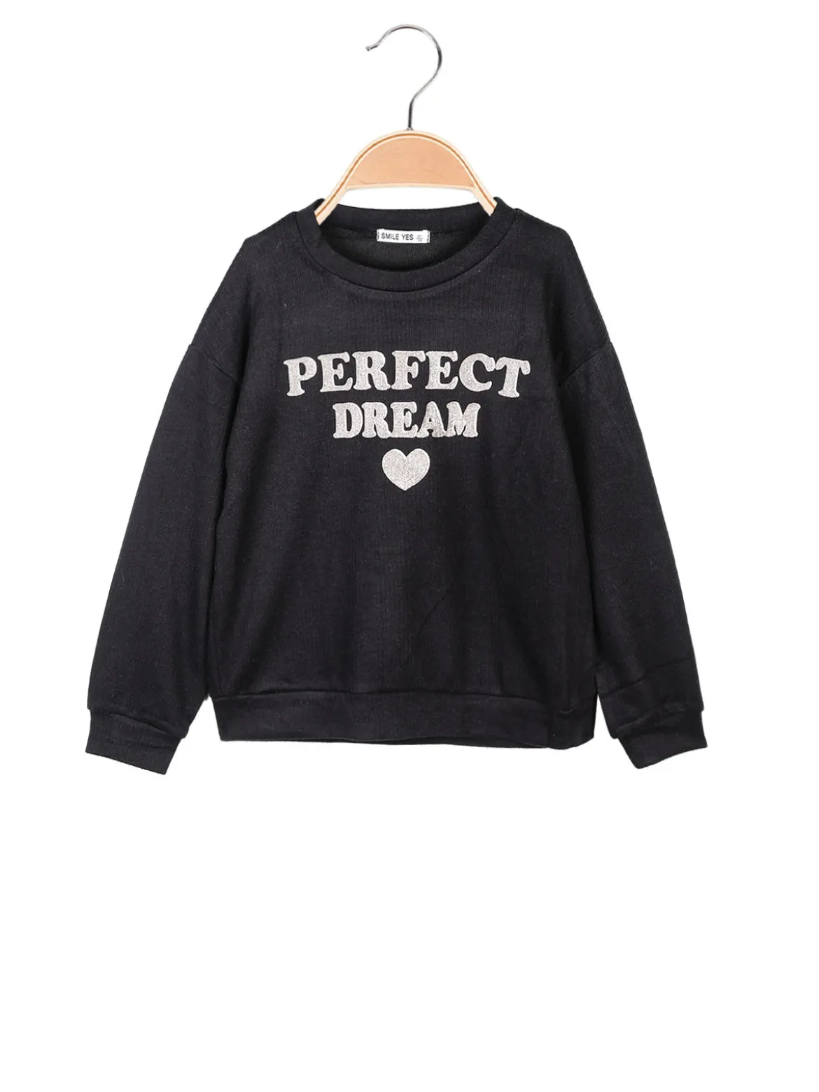 Smile Yes Felpa da bambina in maglia con scollo tondo