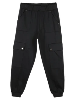 Smile Yes Pantaloni cargo da bambina in felpa con polsini