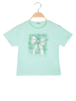 Smile Yes T-shirt da bambina con stampa fiocco e strass