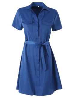 Solada Abito a camicia da donna con maniche corte e bottoni - blu