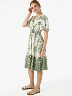 Solada Abito donna a maniche corte con scollo V - verde
