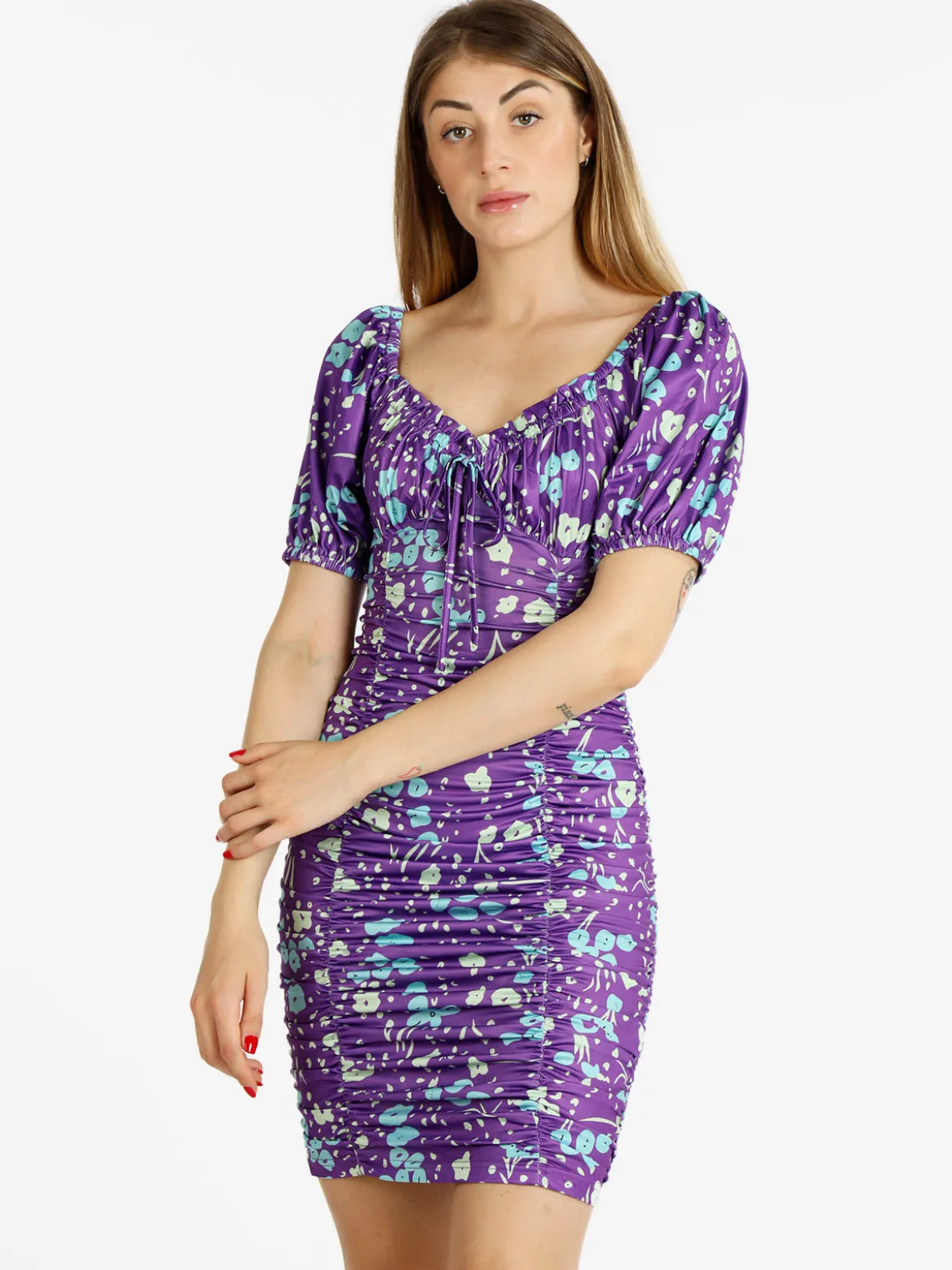Solada Abito donna a tubino drappeggiato multicolor