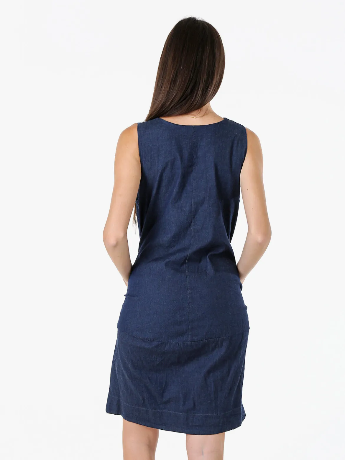 Solada Abito donna smanicato in cotone effetto jeans - blu